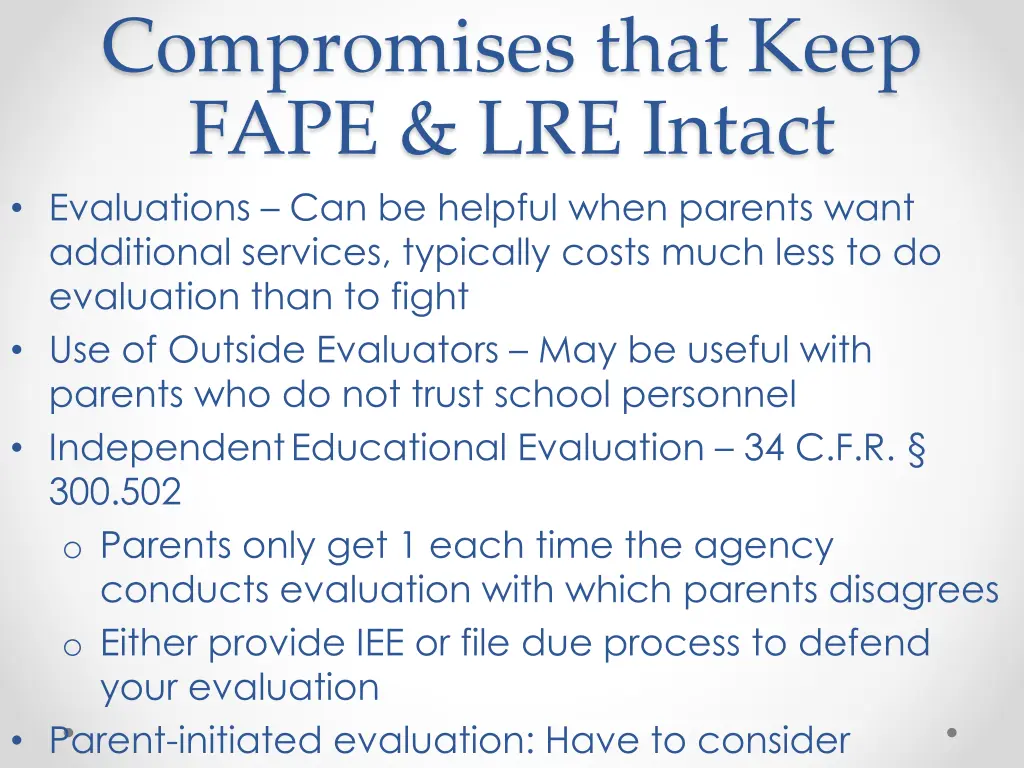 compromises that keep fape lre intact evaluations