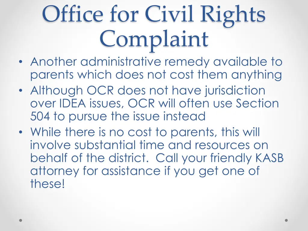 office for civil rights complaint another