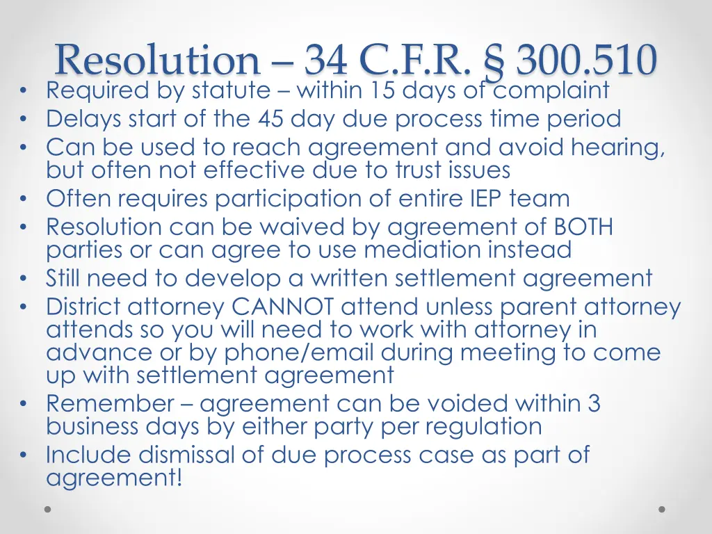 resolution 34 c f r 300 510 required by statute