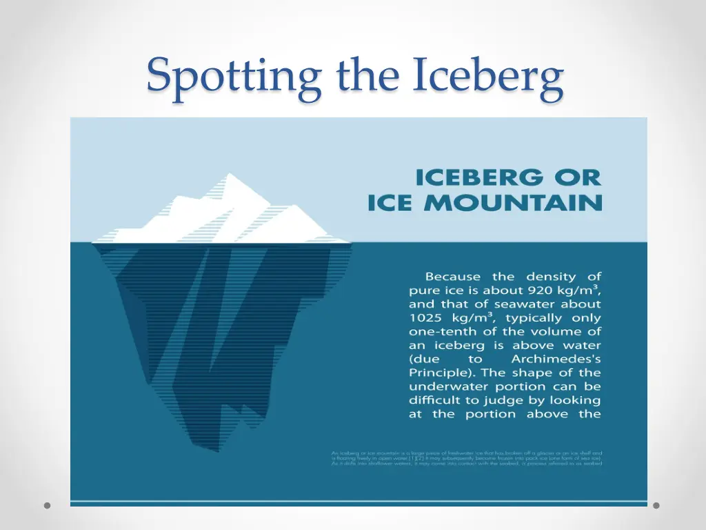 spotting the iceberg