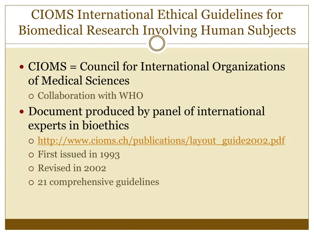 cioms international ethical guidelines