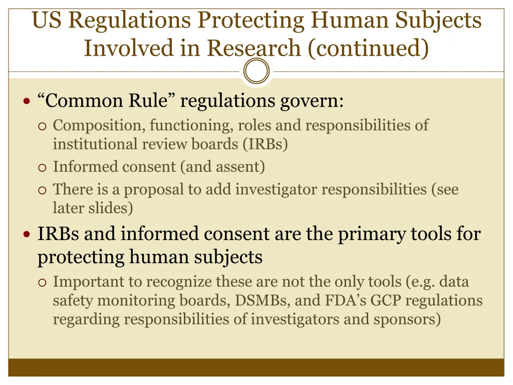 us regulations protecting human subjects involved 1