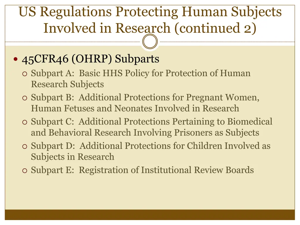 us regulations protecting human subjects involved 2