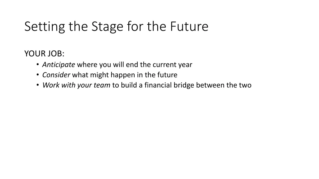 setting the stage for the future 3