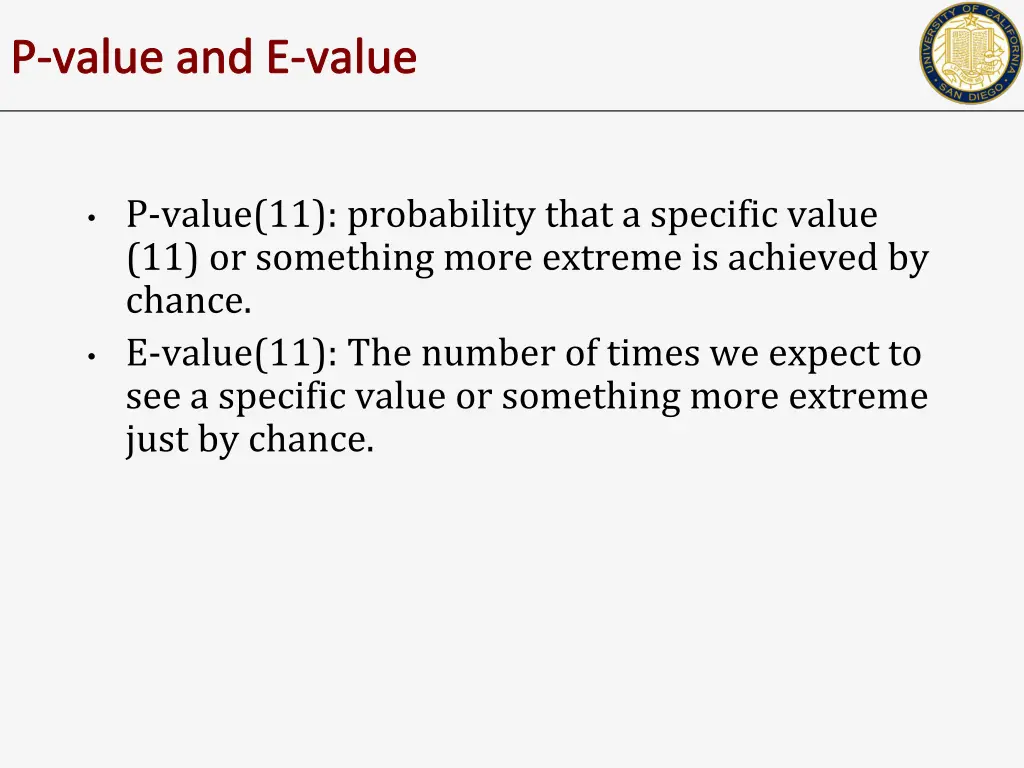 p value and e value