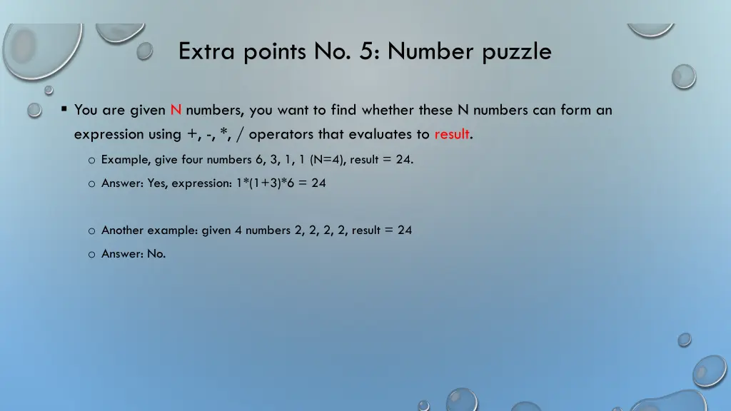 extra points no 5 number puzzle