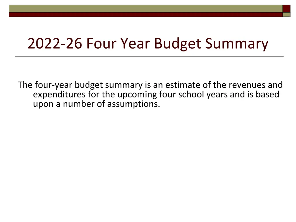 2022 26 four year budget summary