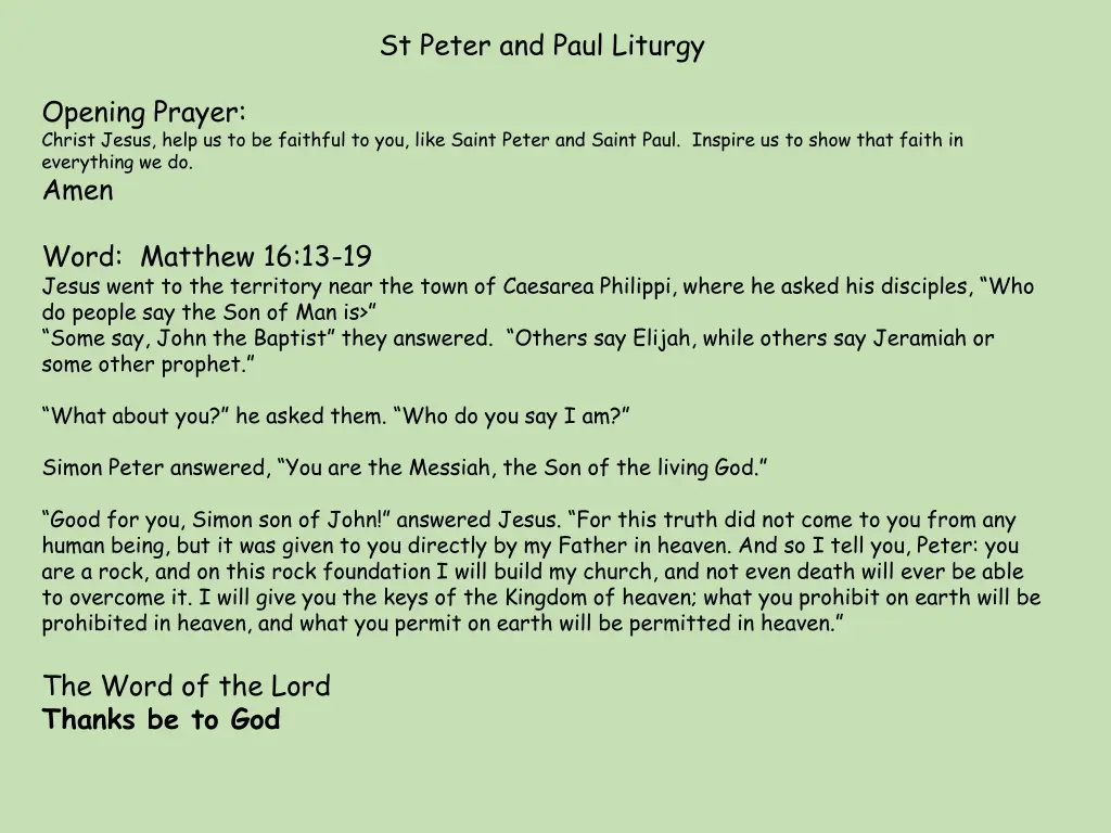 st peter and paul liturgy