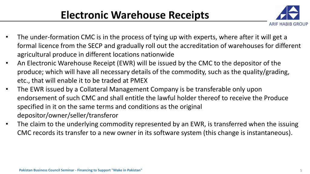 electronic warehouse receipts