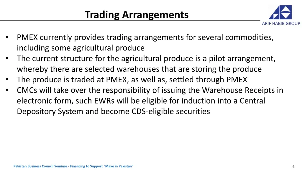 trading arrangements