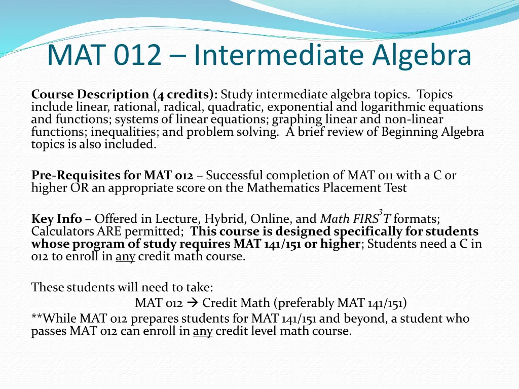 mat 012 intermediate algebra