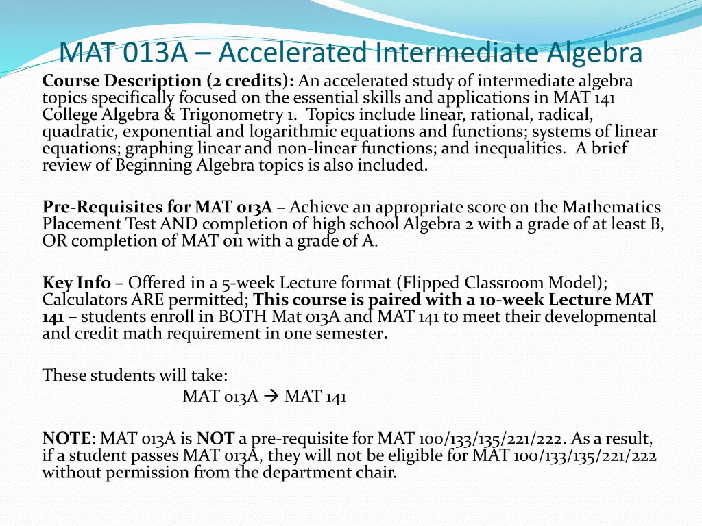 mat 013a accelerated intermediate algebra