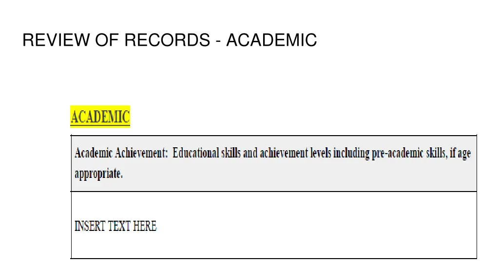 review of records academic