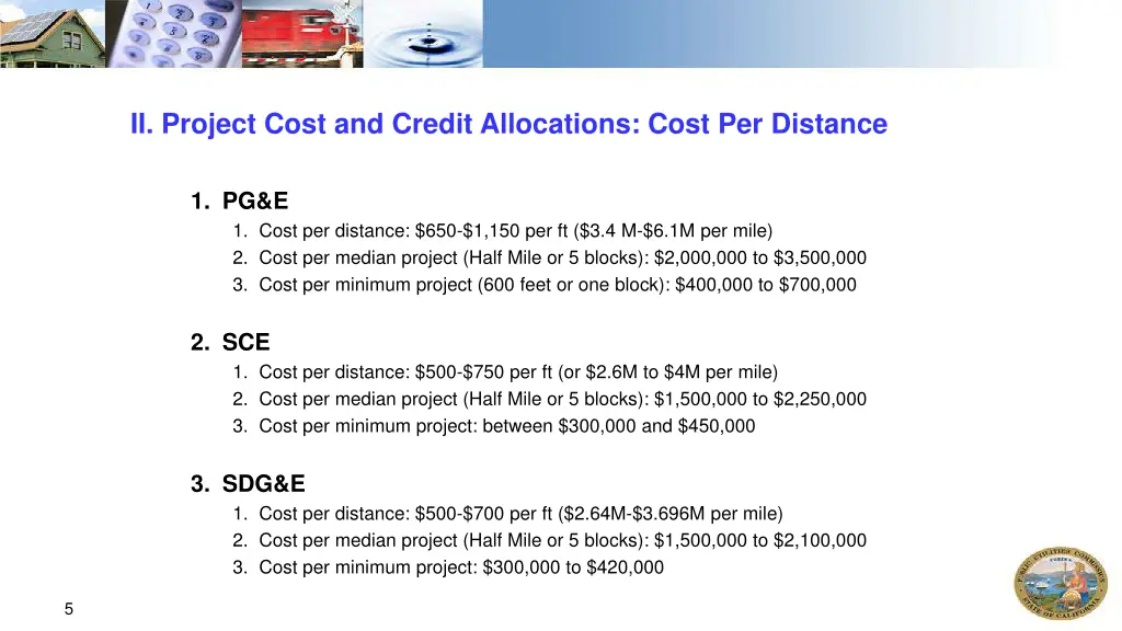 ii project cost and credit allocations cost