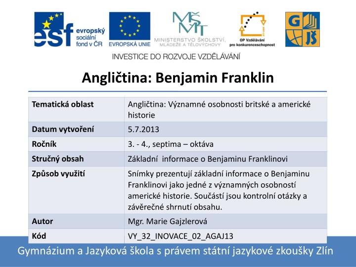 angli tina benjamin franklin