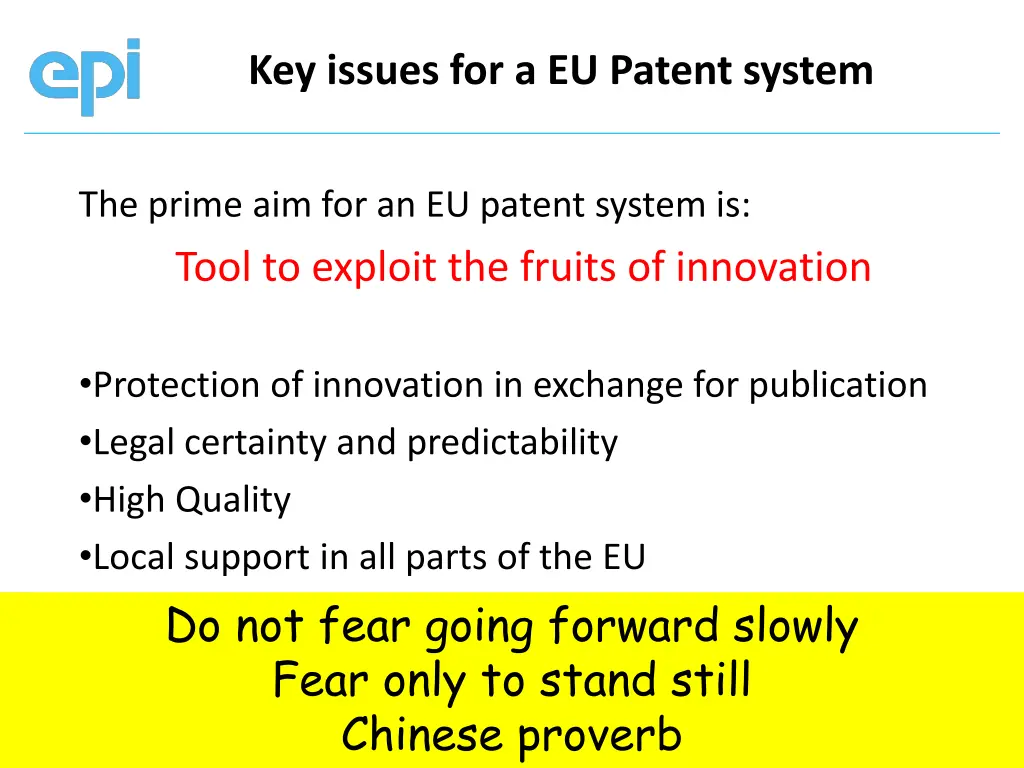 key issues for a eu patent system