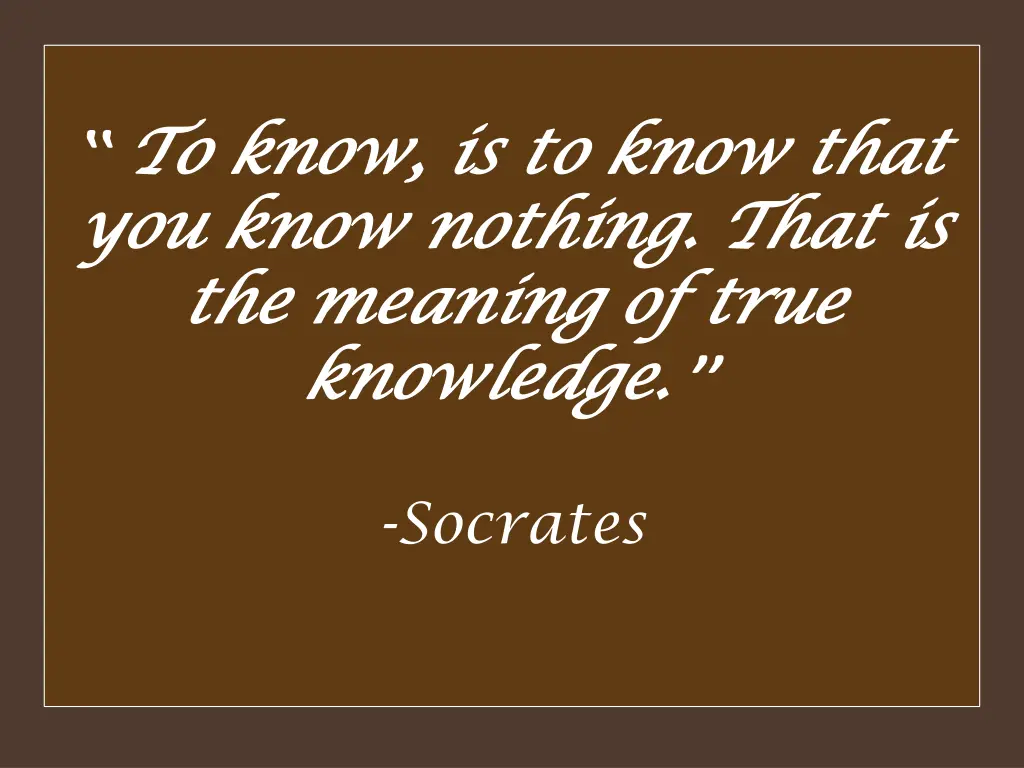 to know is to know that to know is to know that