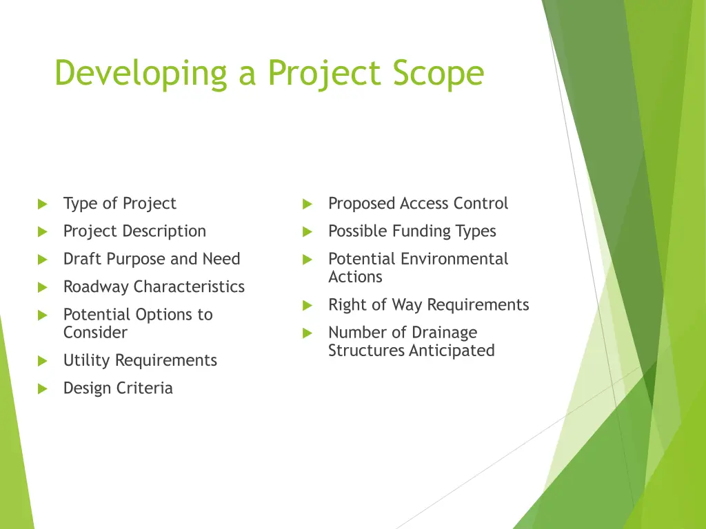 developing a project scope