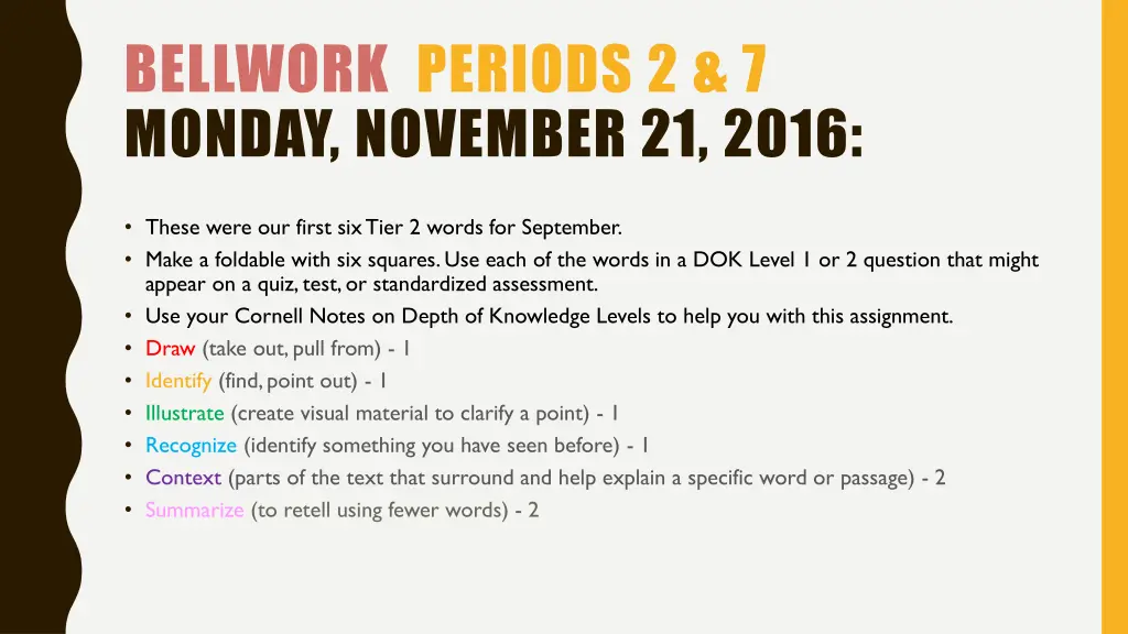 bellwork periods 2 7 monday november 21 2016