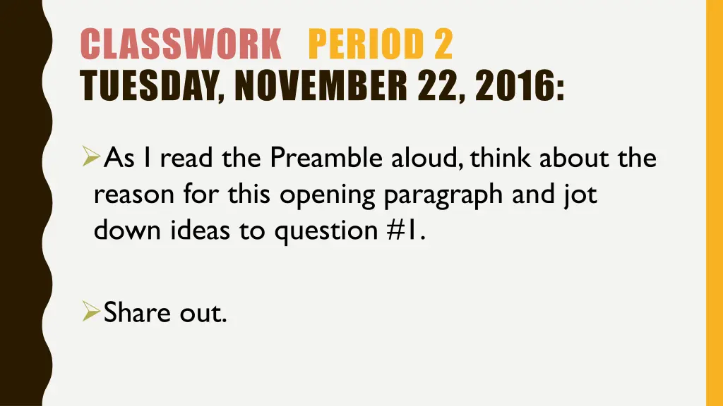 classwork period 2 tuesday november 22 2016