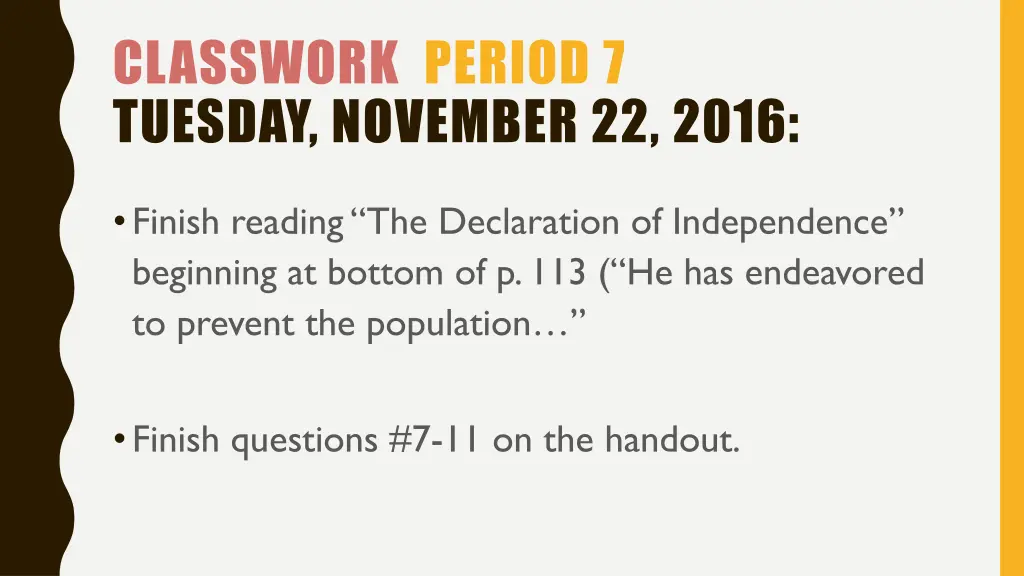 classwork period 7 tuesday november 22 2016