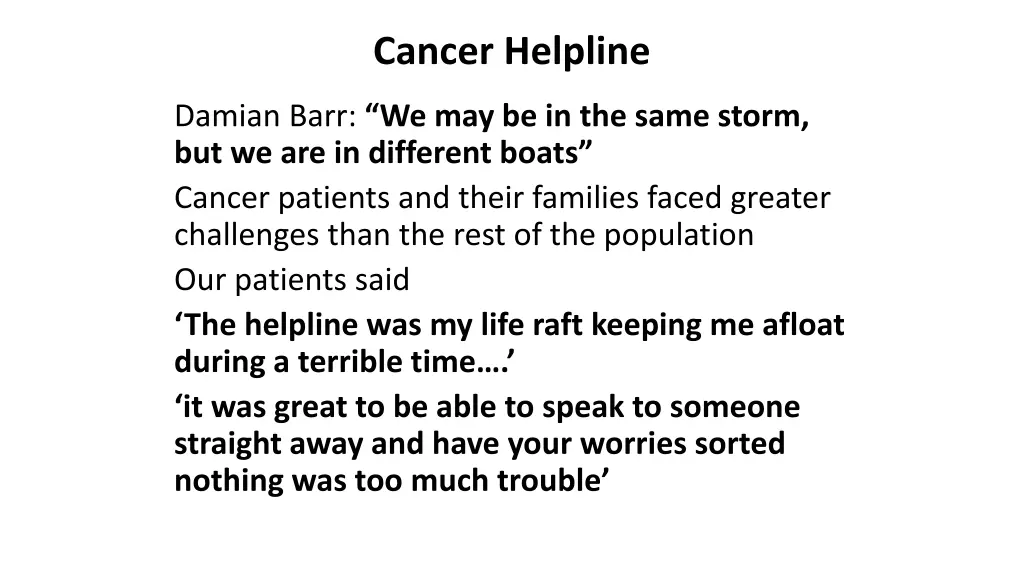 cancer helpline