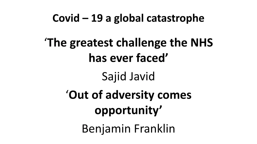 covid 19 a global catastrophe