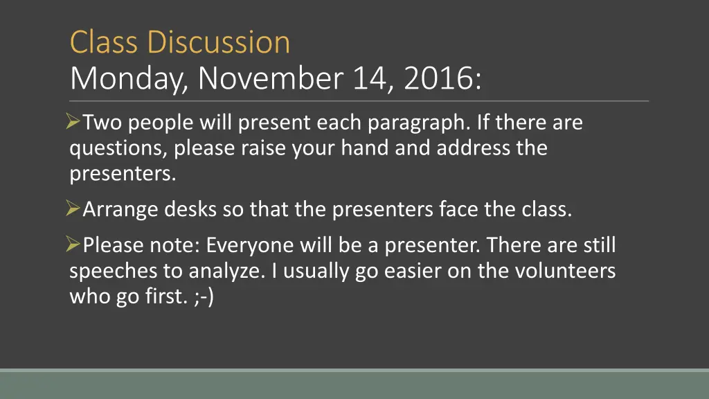 class discussion monday november 14 2016