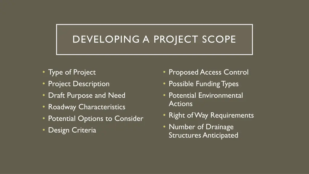 developing a project scope