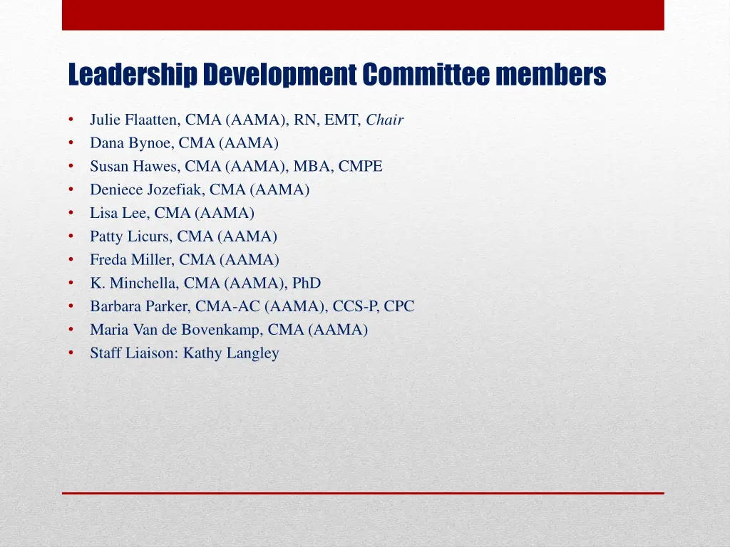 leadership development committee members