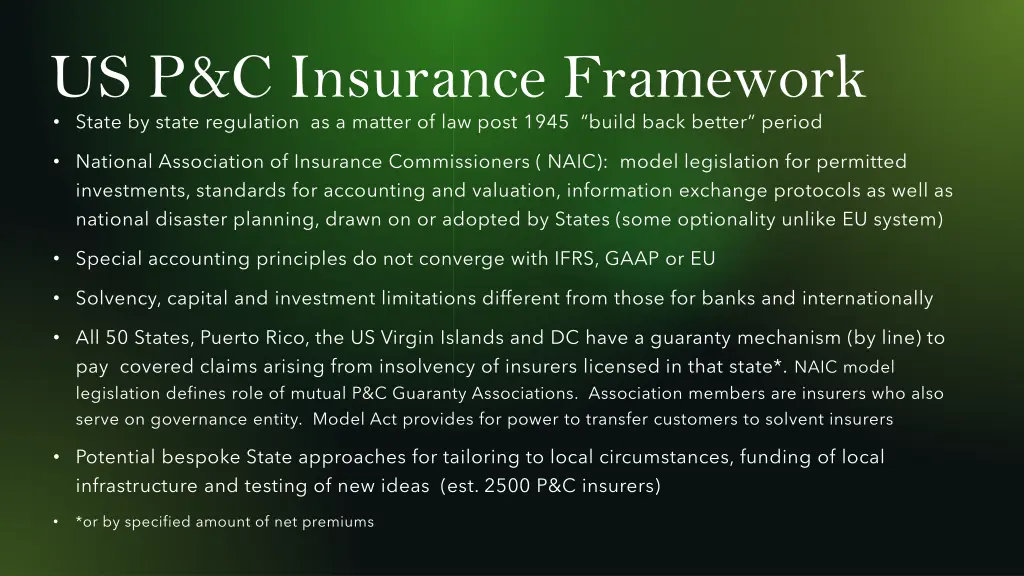 us p c insurance framework state by state