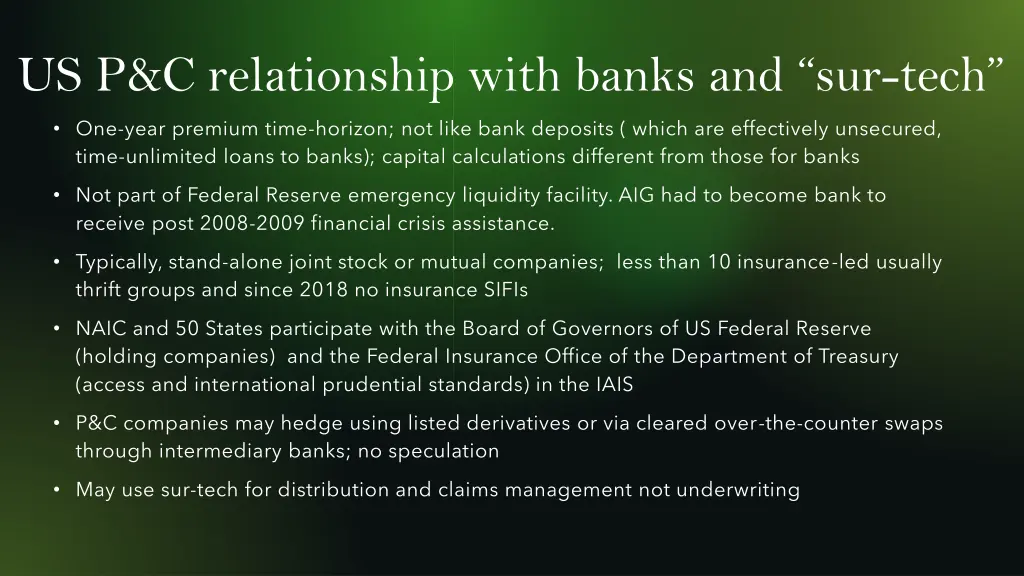 us p c relationship with banks and sur tech