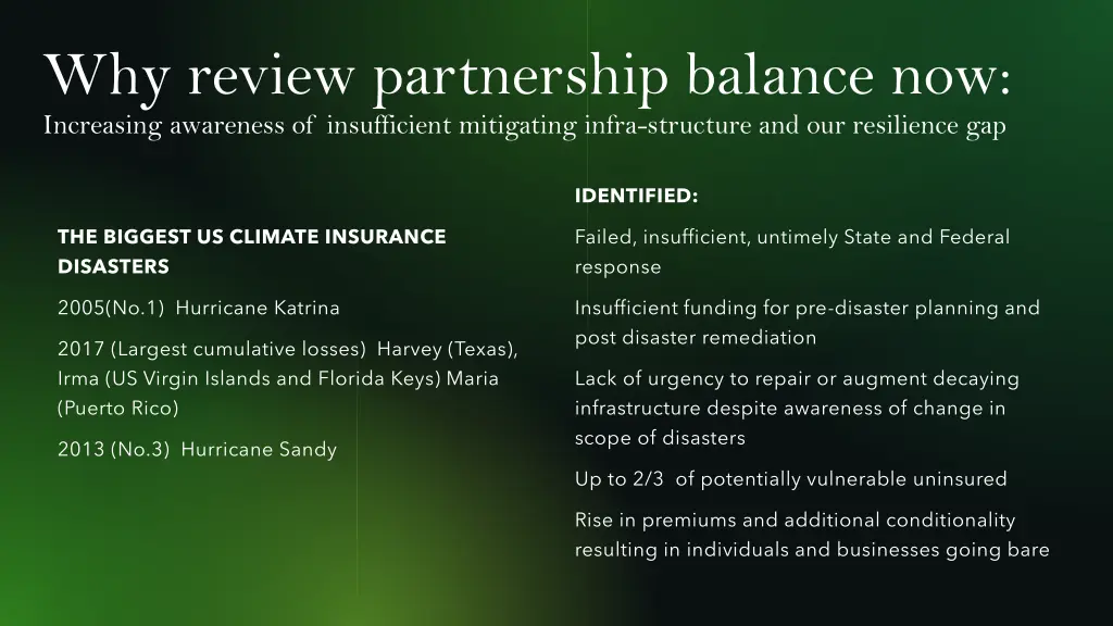 why review partnership balance now increasing