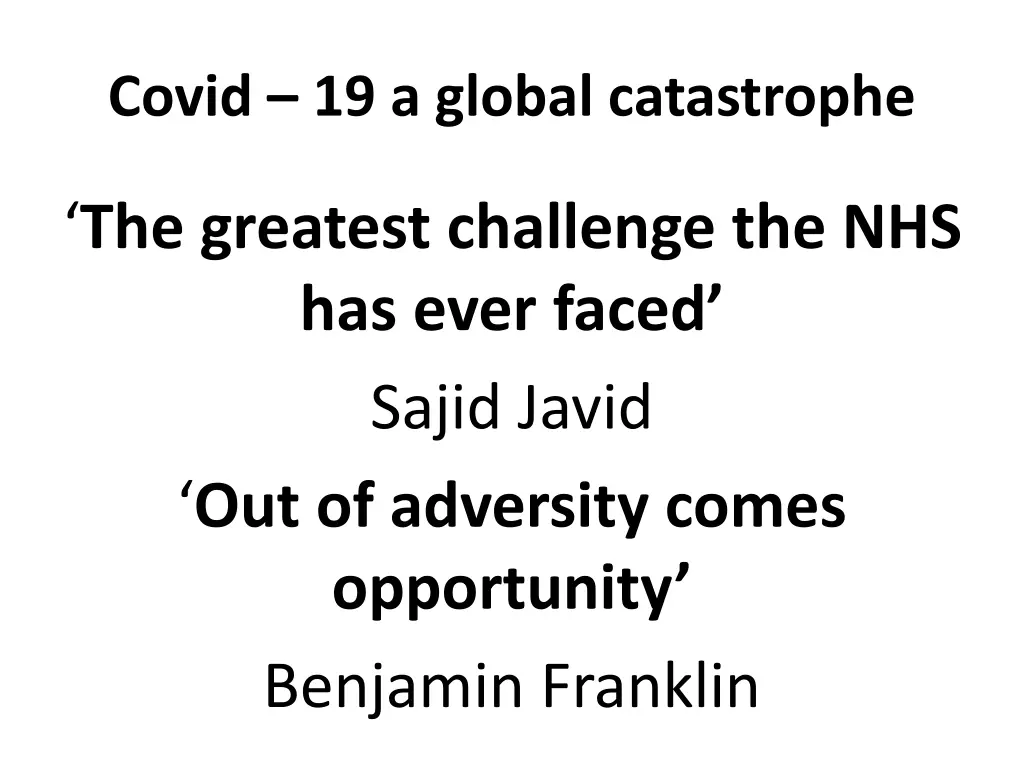 covid 19 a global catastrophe