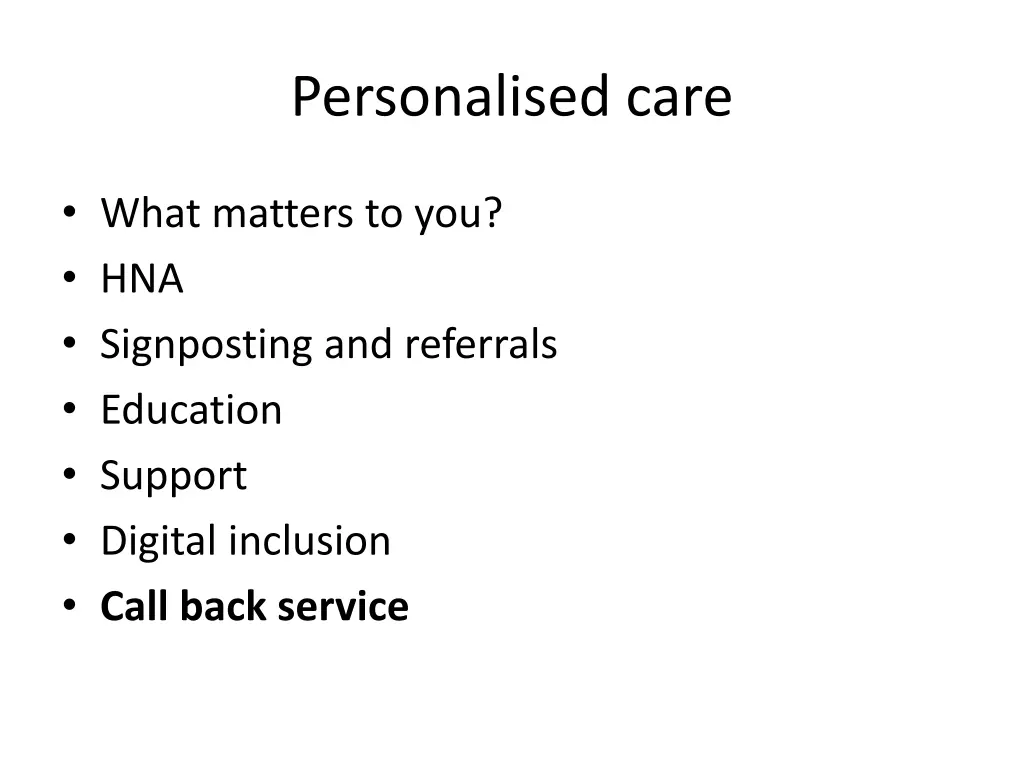 personalised care