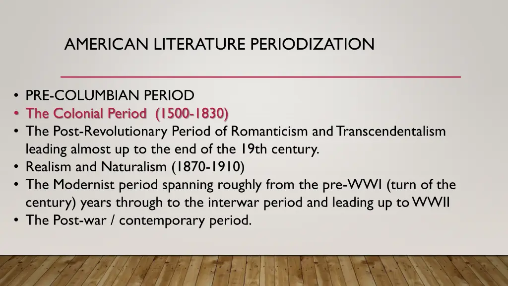 american literature periodization