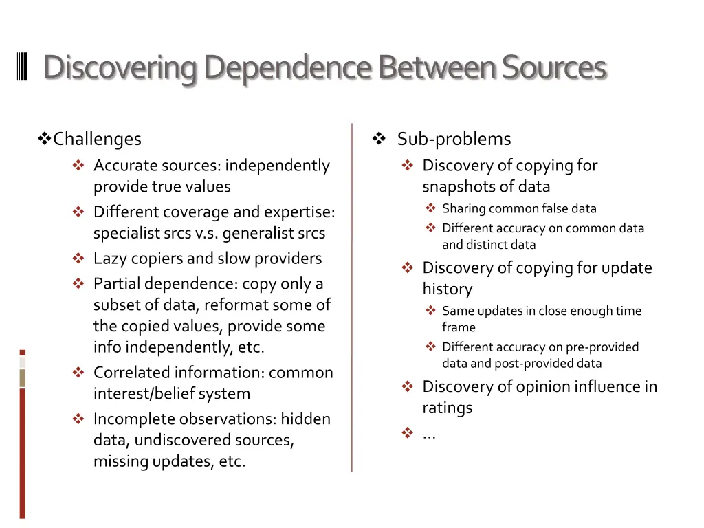 discovering dependence between sources