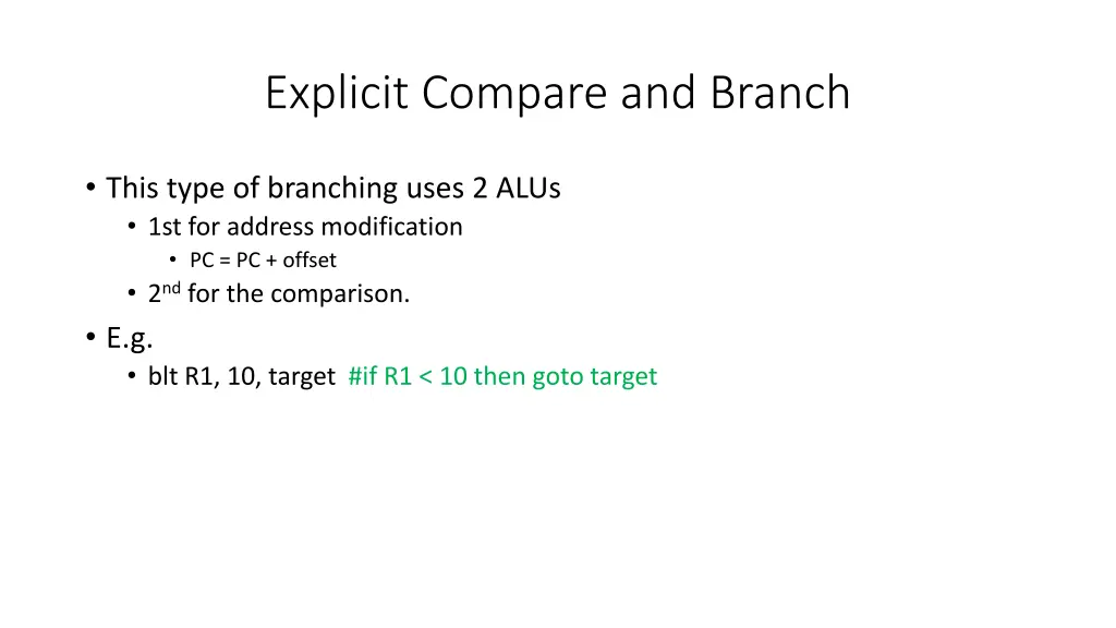 explicit compare and branch