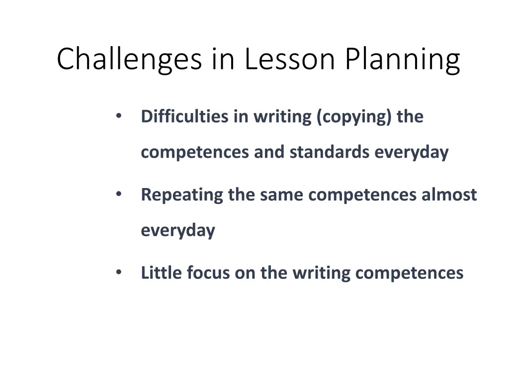 challenges in lesson planning