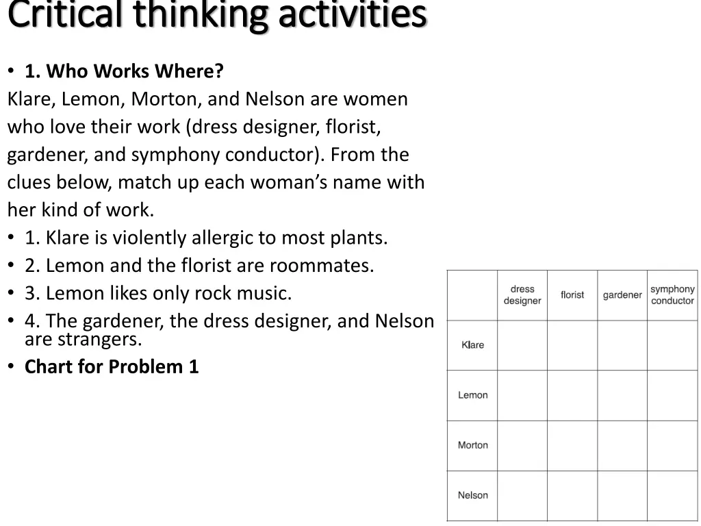 critical thinking activities critical thinking 2