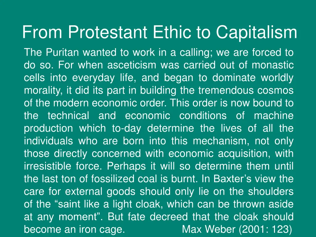 from protestant ethic to capitalism