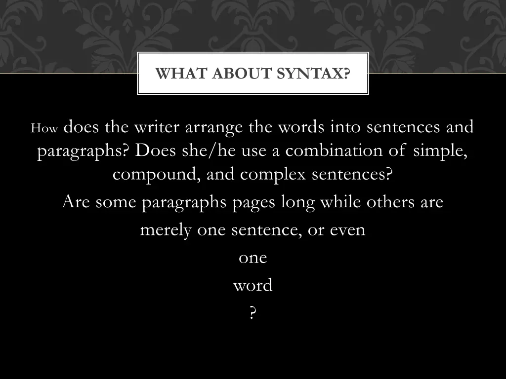 what about syntax