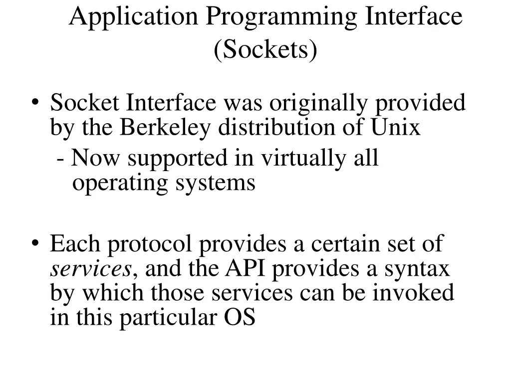 application programming interface sockets