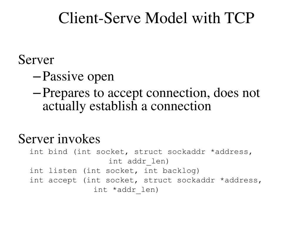 client serve model with tcp