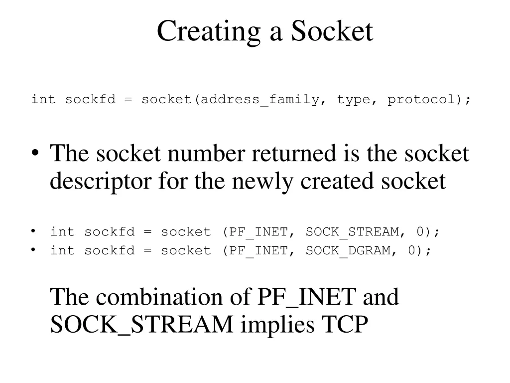 creating a socket