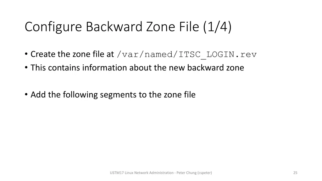 configure backward zone file 1 4