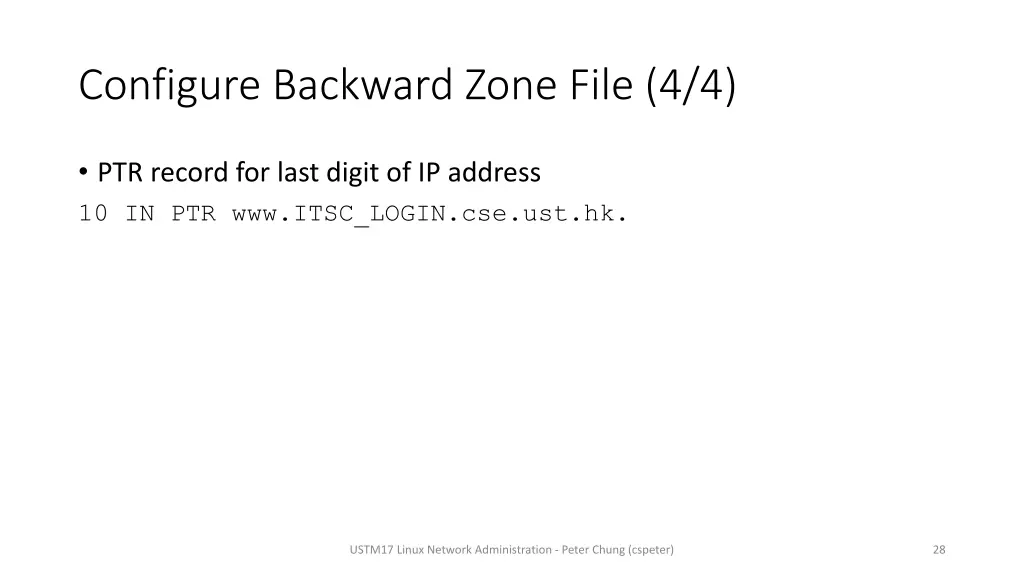 configure backward zone file 4 4