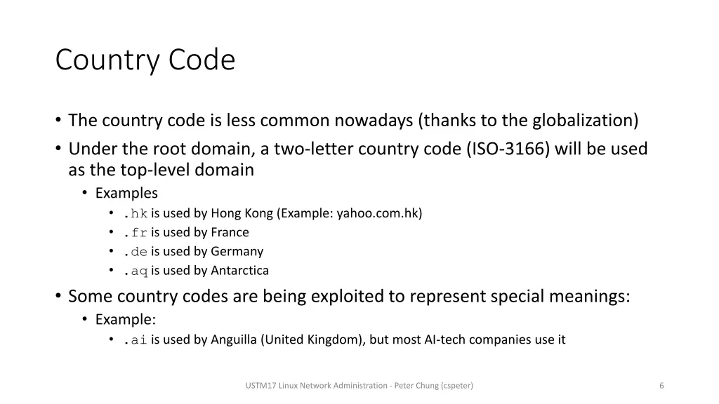 country code