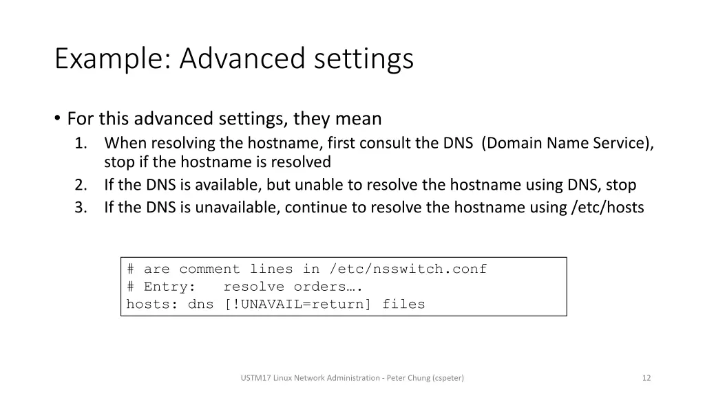 example advanced settings