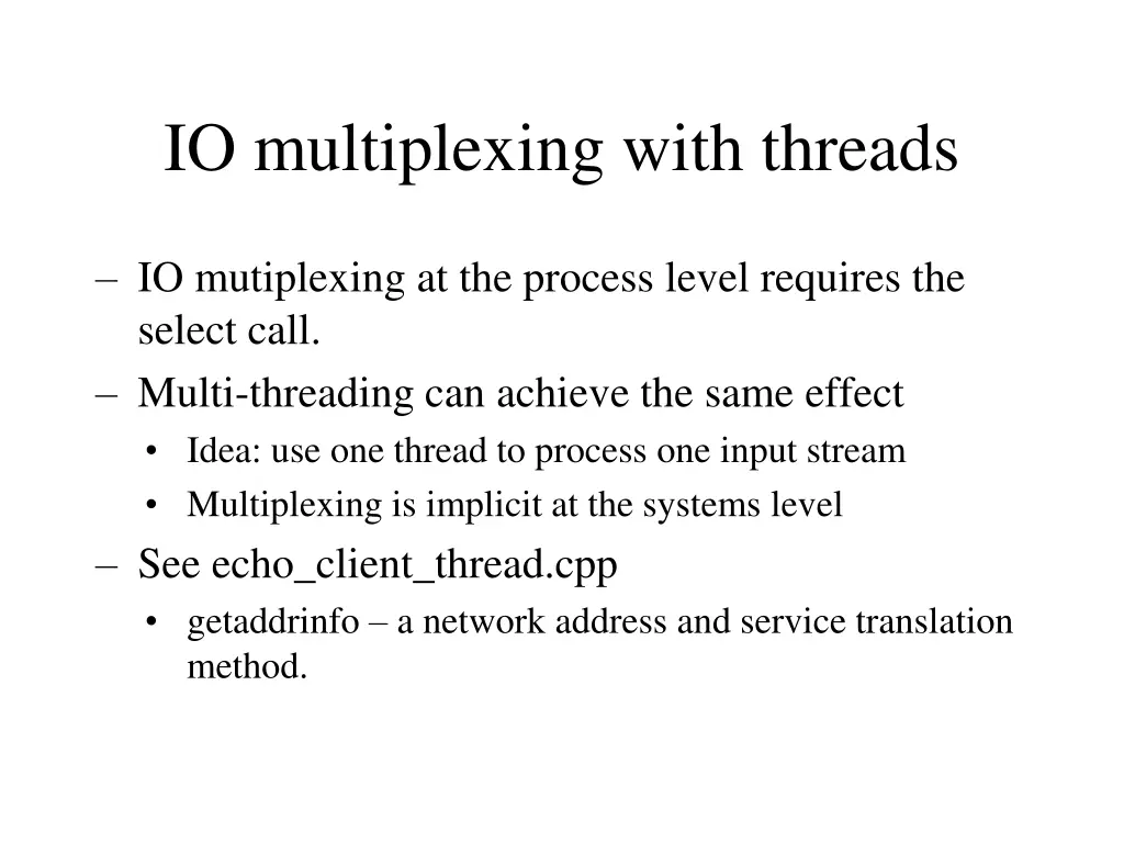 io multiplexing with threads